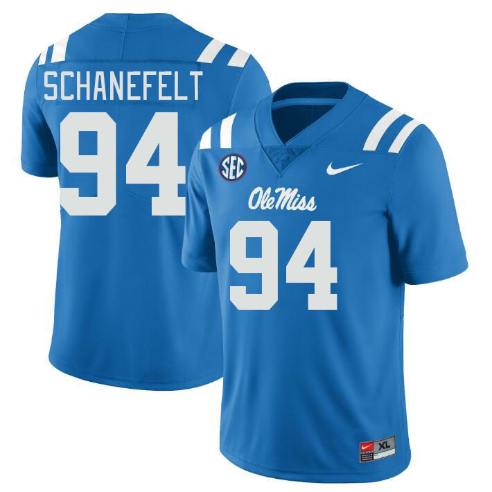 Men #94 Christian Schanefelt Ole Miss Rebels College Football Jerseys Stitched Sale-Power Blue